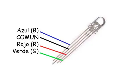 Diodo led de ánodo común con 4 pin F5