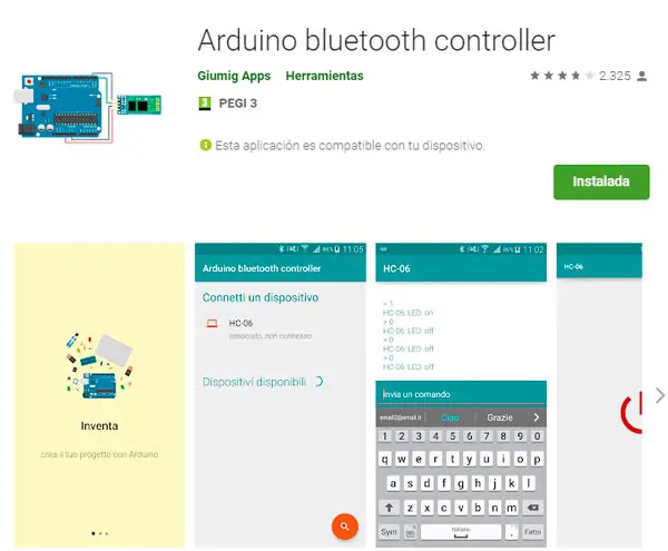 Aplicación bluetooht controller para utilizar con el dispositivo móvil.