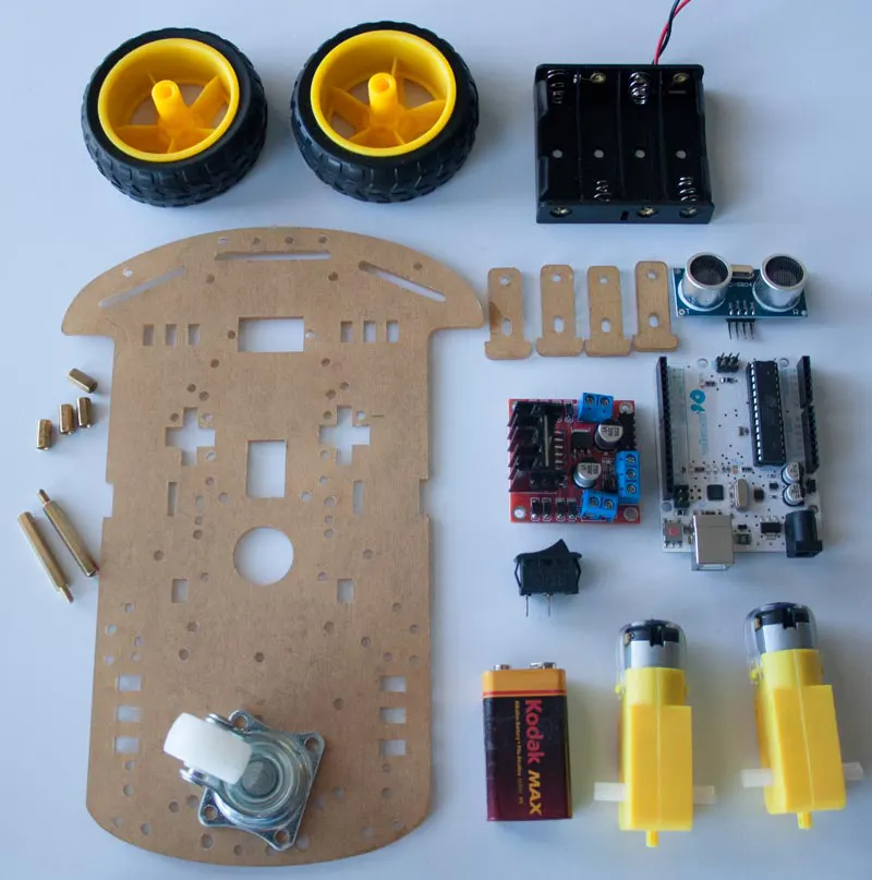 Material necesario para el proyecto de robot Arduino evita obstáculos