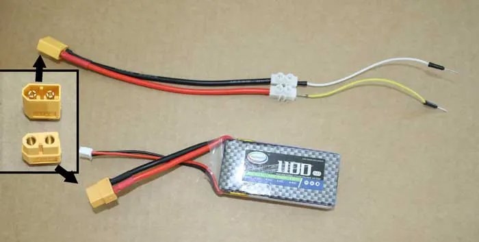 Cable que hemos preparado para conectar la batería de LIPO